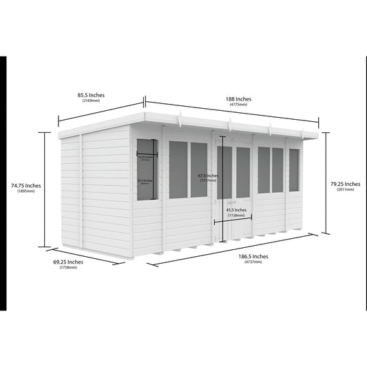 16 x 6 Pent Summer House - view 4