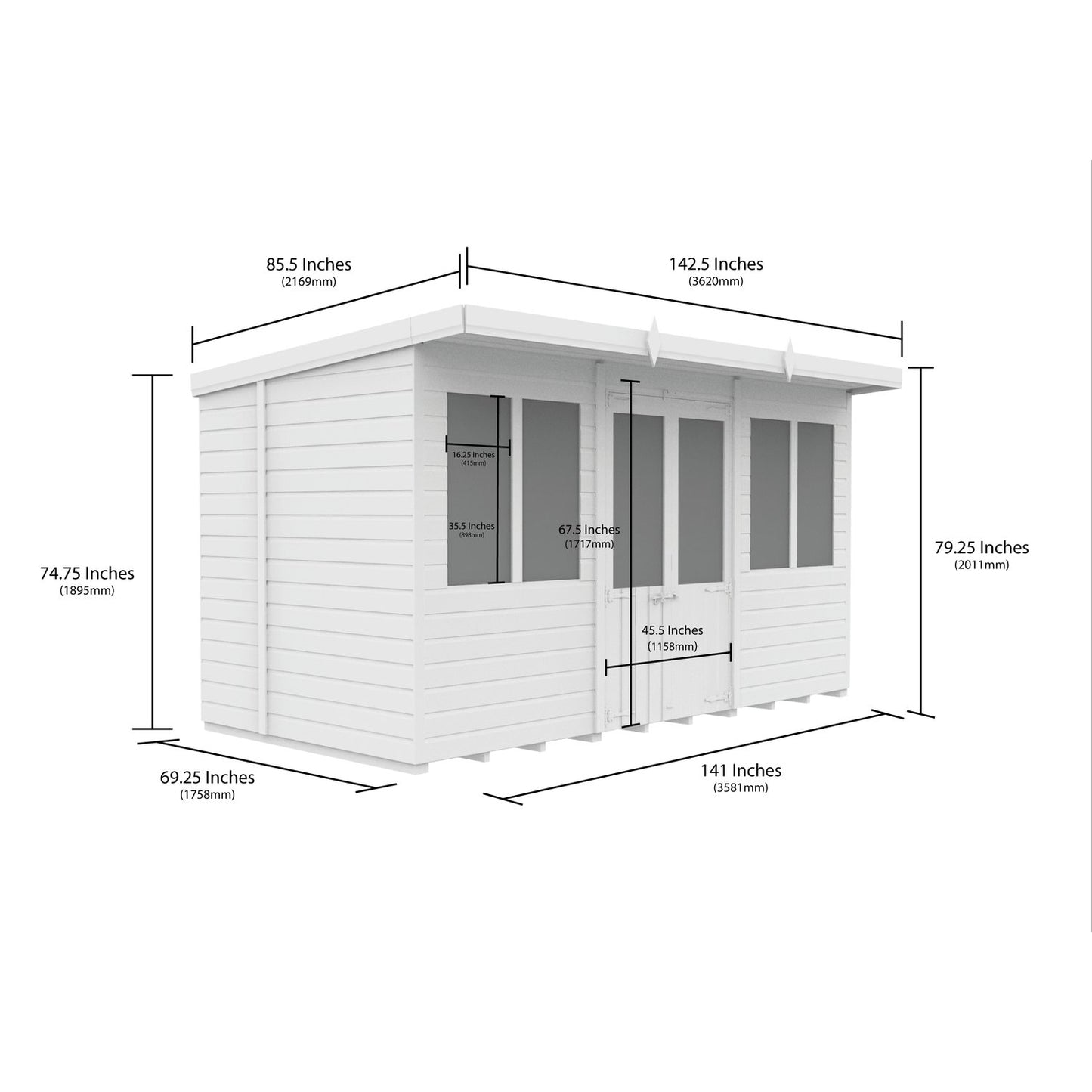 12 x 6 Pent Summer House - view 4