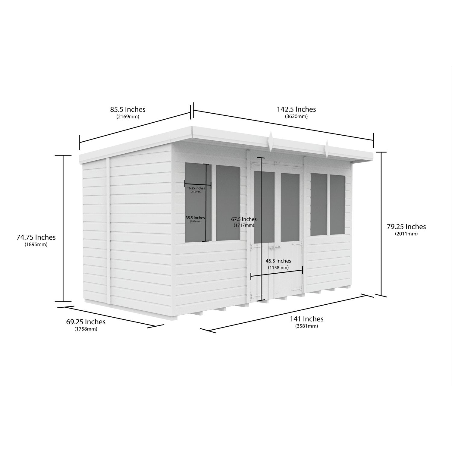 12 x 6 Pent Summer House - view 4