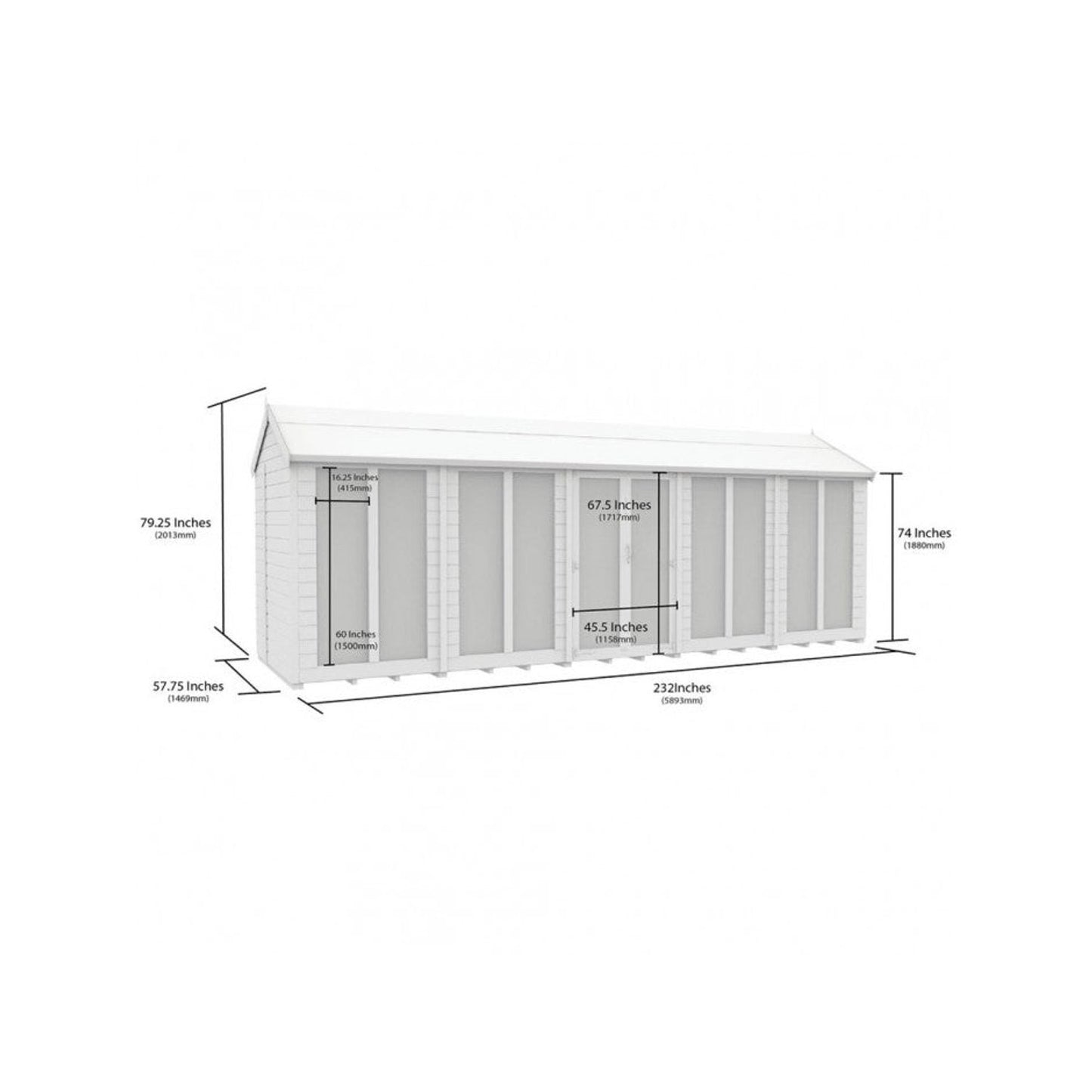 20 x 5 Apex Summer House (Full Height Window) - view 3