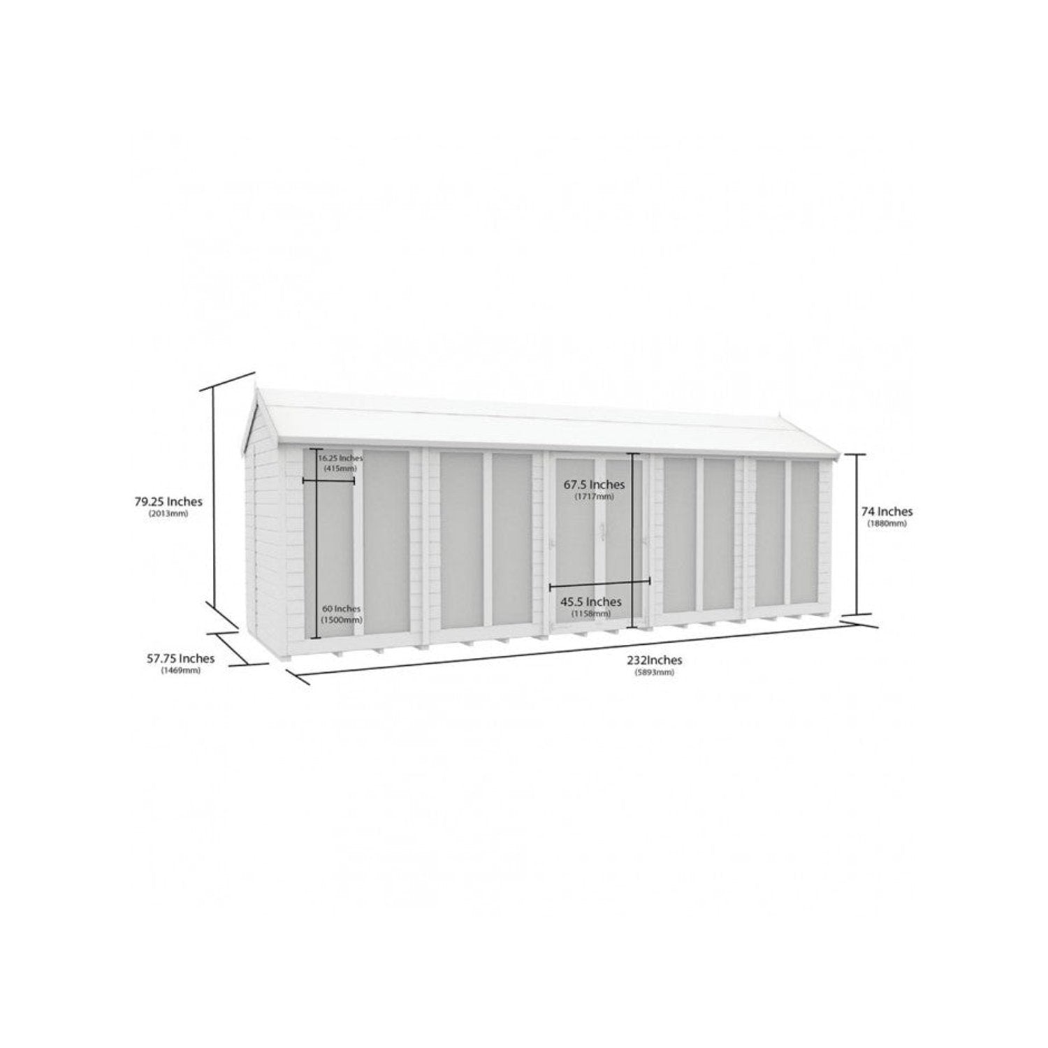 20 x 5 Apex Summer House (Full Height Window) - view 3