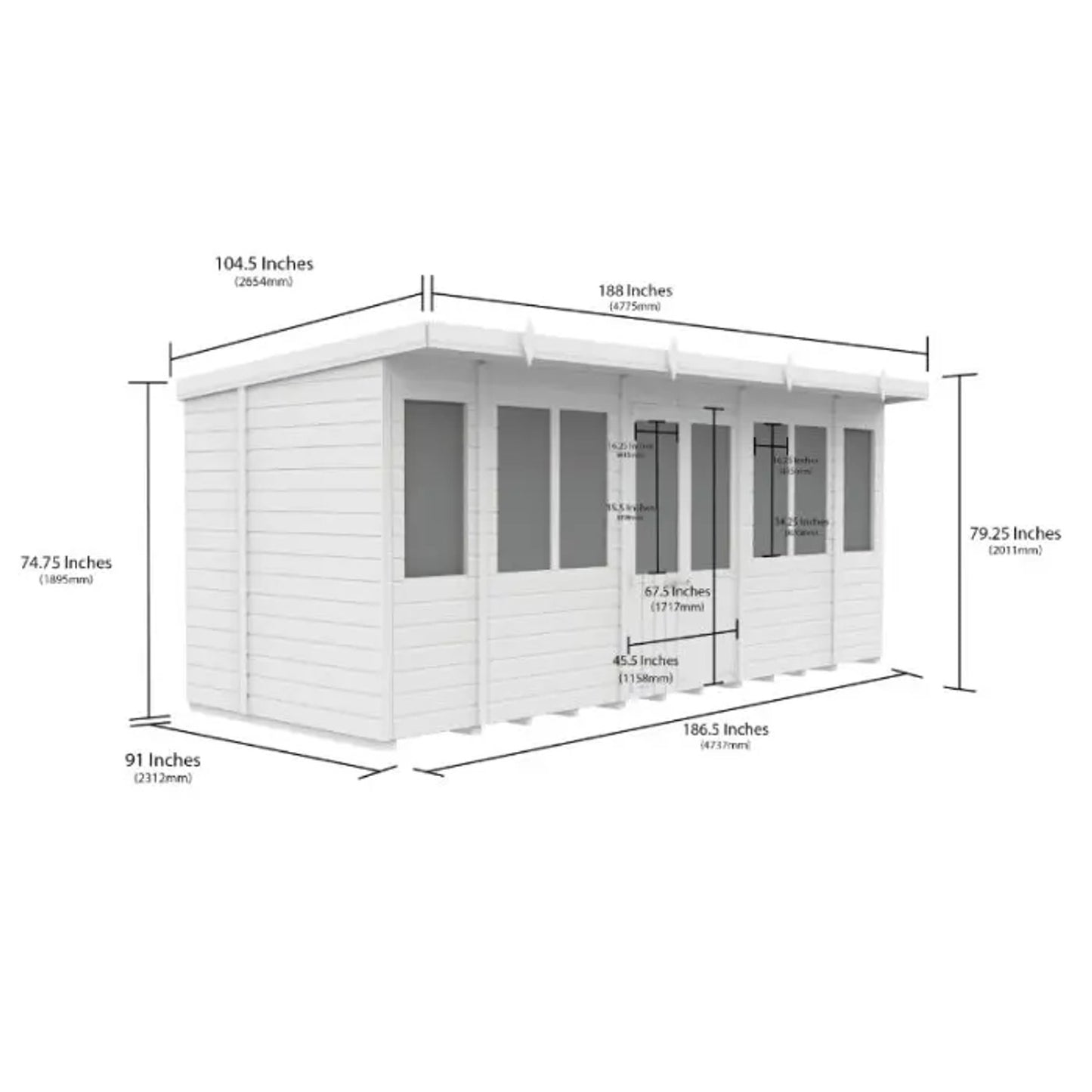 16 x 8 Pent Summer House - view 2