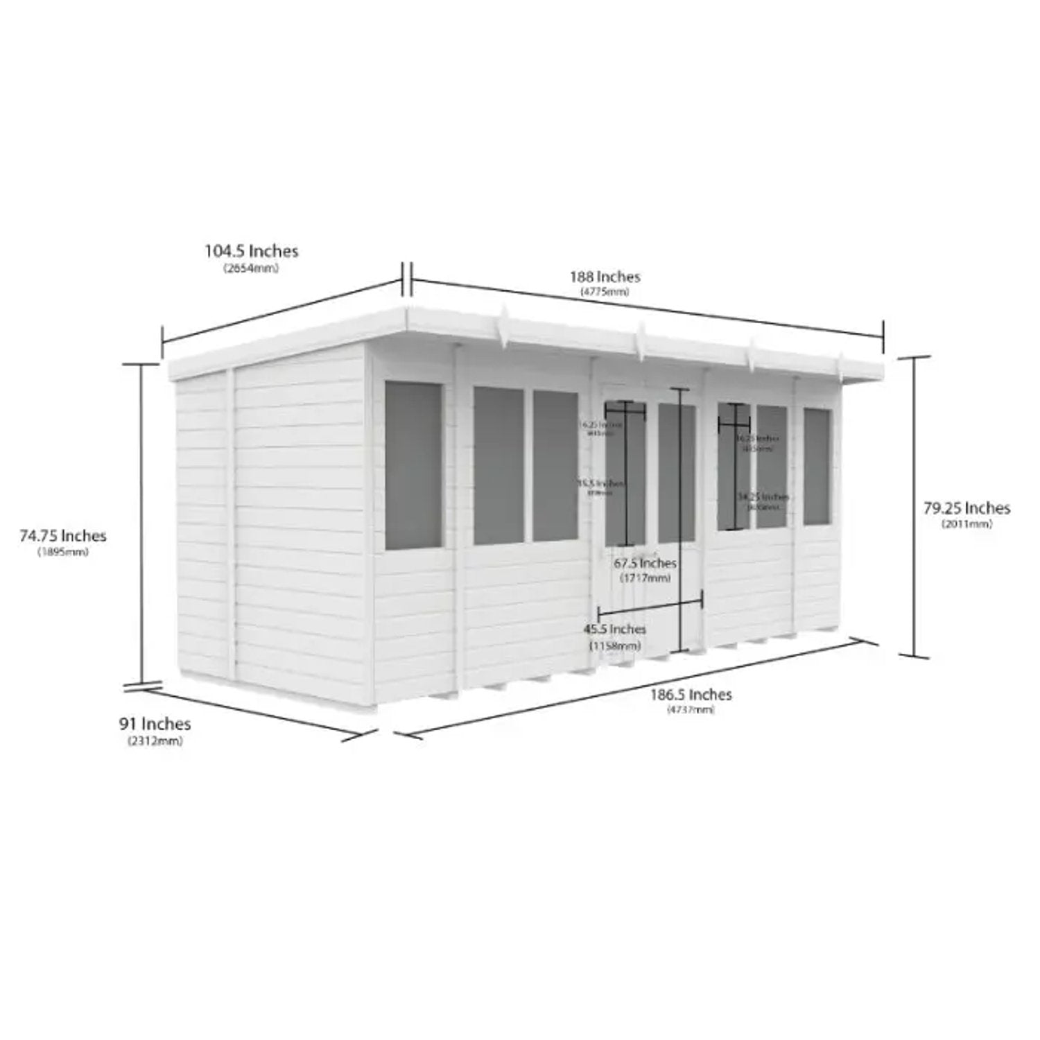 16 x 8 Pent Summer House - view 2