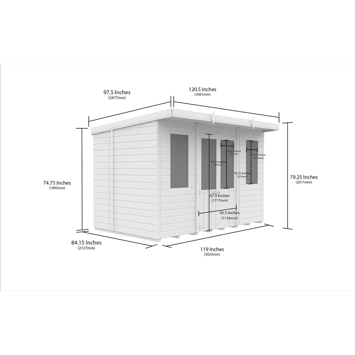 10 x 7 Pent Summer House - view 3
