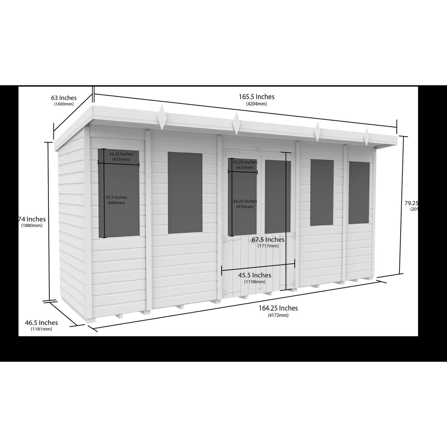 14 x 4 Pent Summer House - view 4