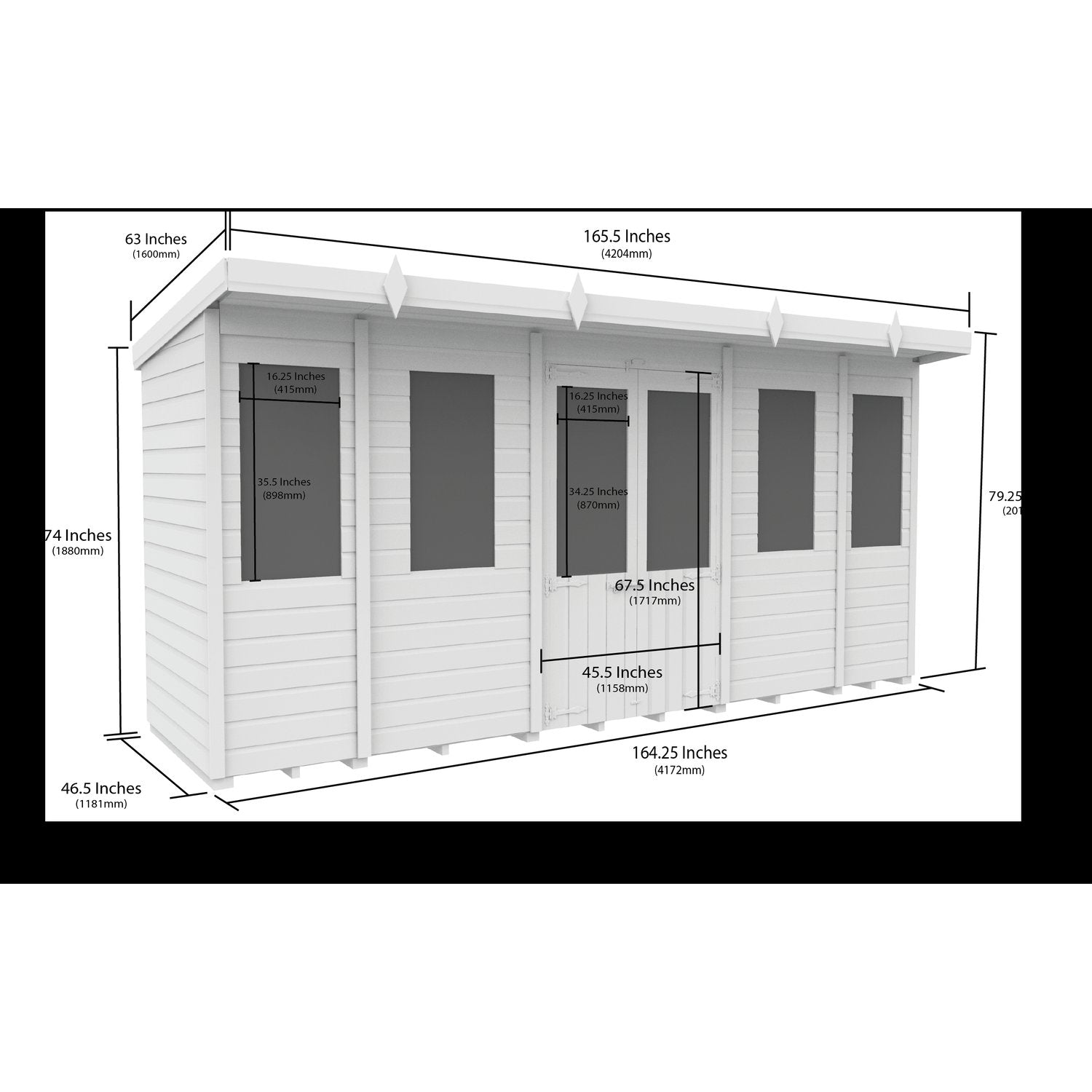 14 x 4 Pent Summer House - view 4