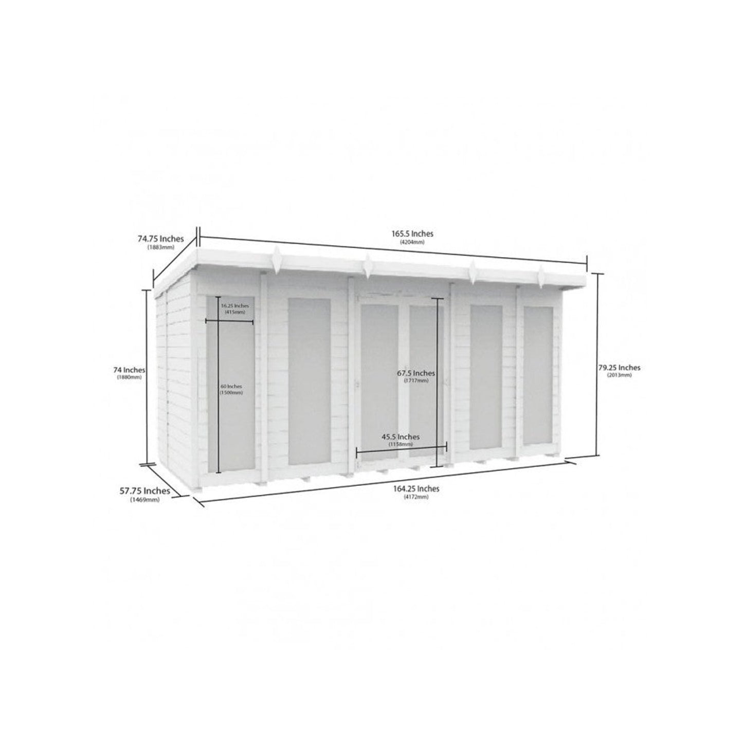 14 x 5 Pent Summer House (Full Height Window) - view 6