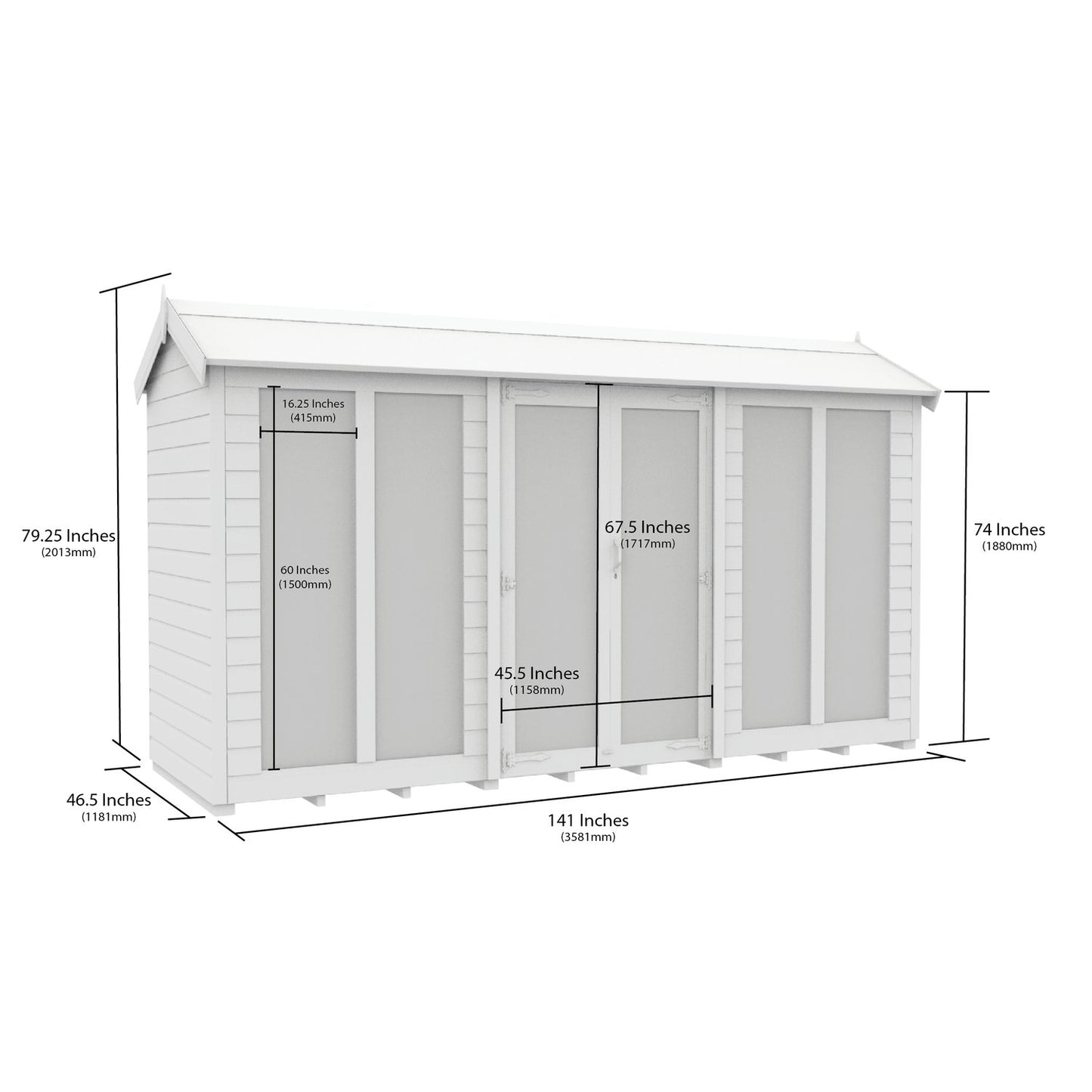 12 x 4 Apex Summer House (Full Height Window) - view 3
