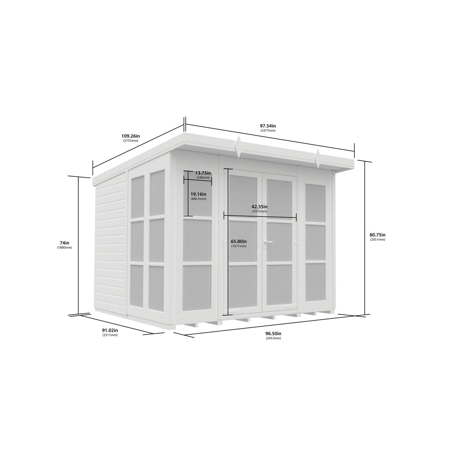 8 x 8 Georgian Window Pent Summer House - view 5