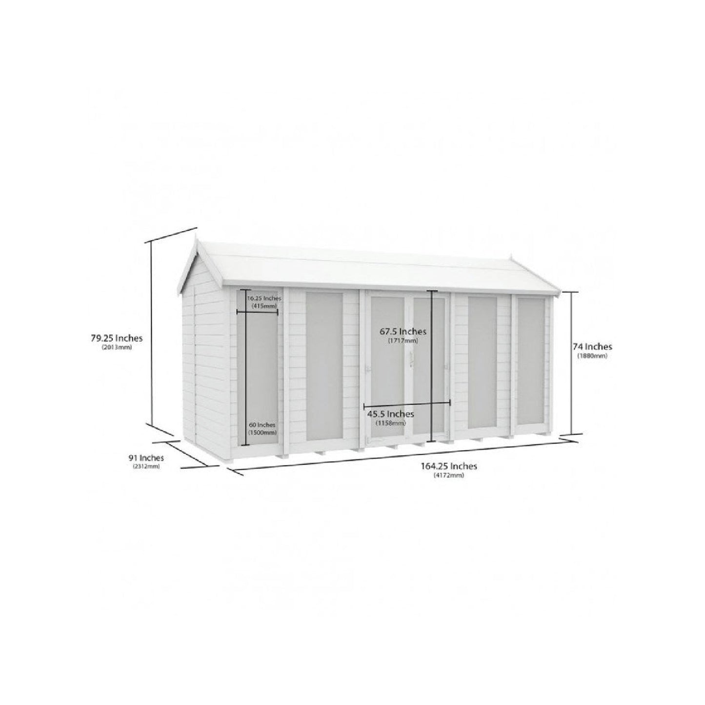 14 x 8 Apex Summerhouse (Full Height Window) - UK Made Timber Garden Building
