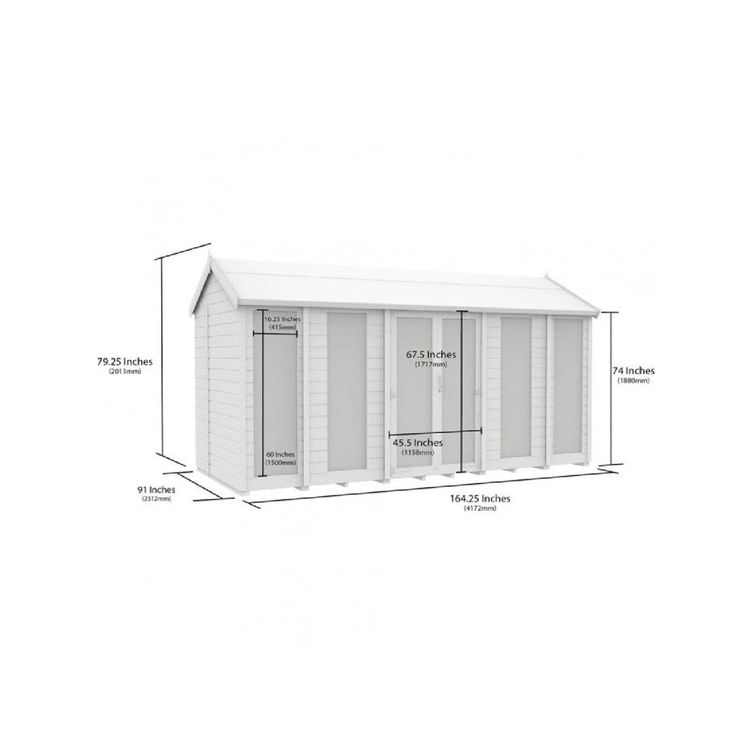 14 x 8 Apex Summerhouse (Full Height Window) - UK Made Timber Garden Building