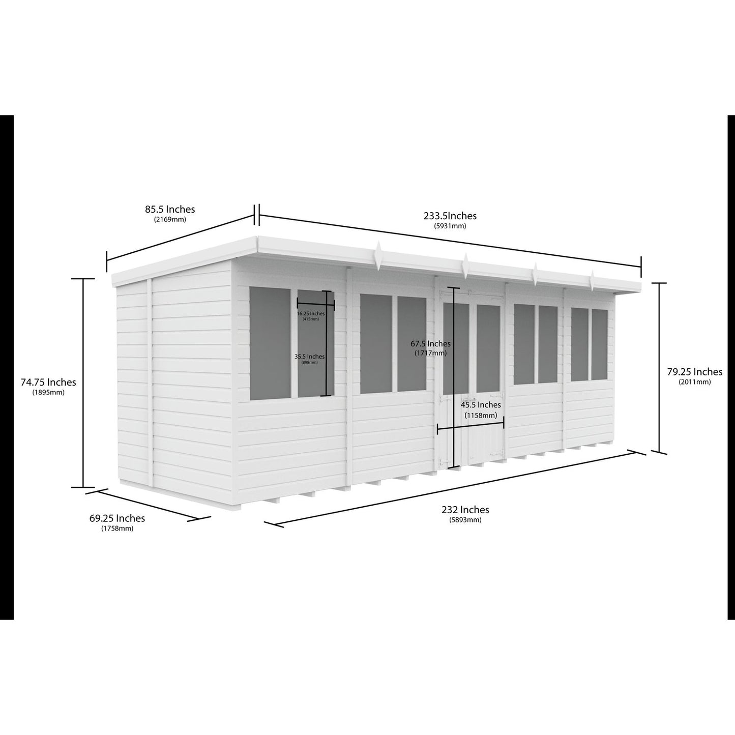20 x 6 Pent Summer House - view 4