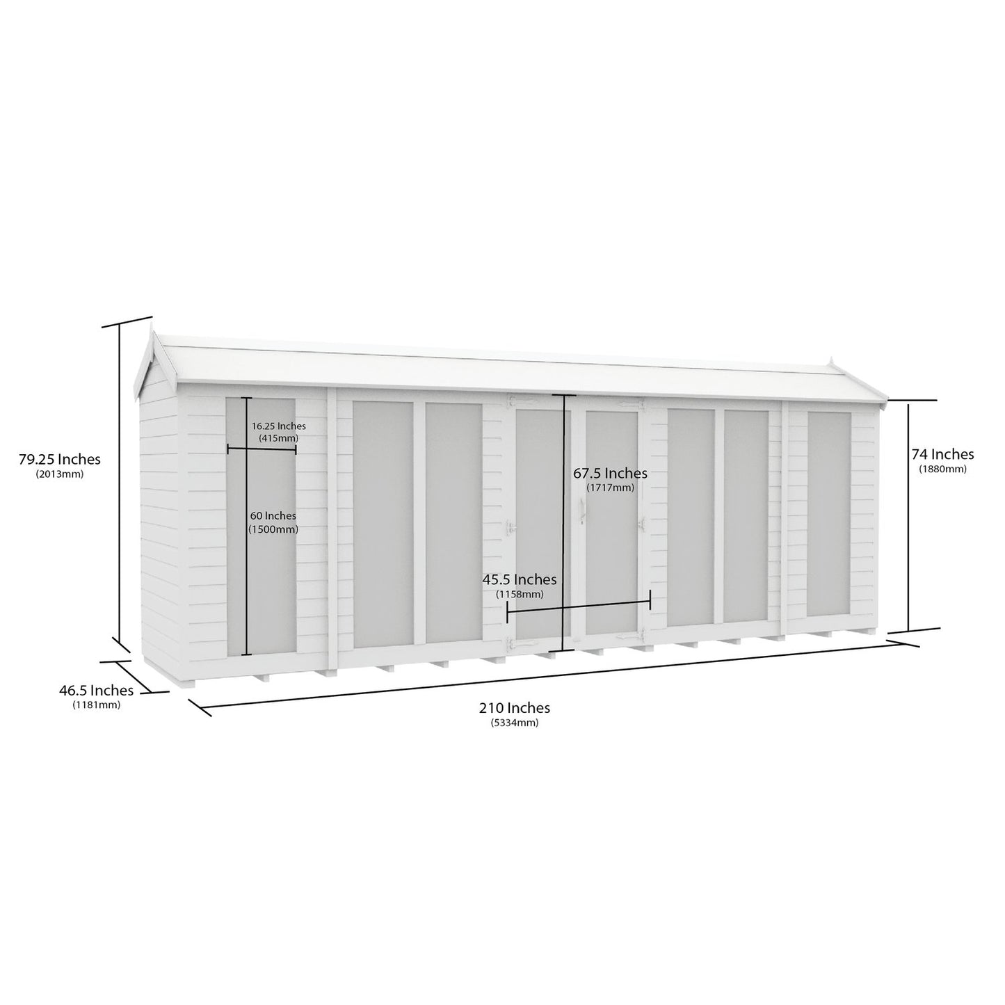 18 x 4 Apex Summer House (Full Height Window) - view 2