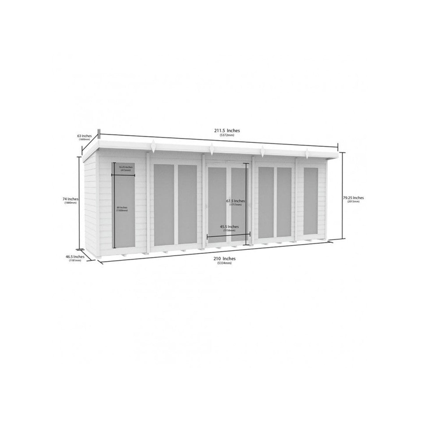 18 x 4 Pent Summer House (Full Height Window) - view 2