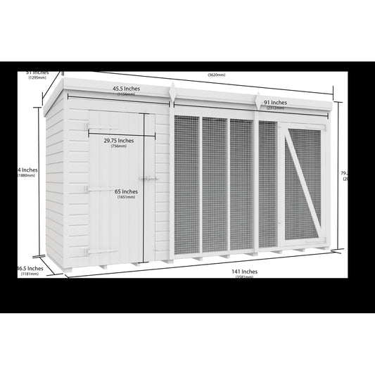 12 x 4 Dog Kennel And Run (Full Height) - view 4