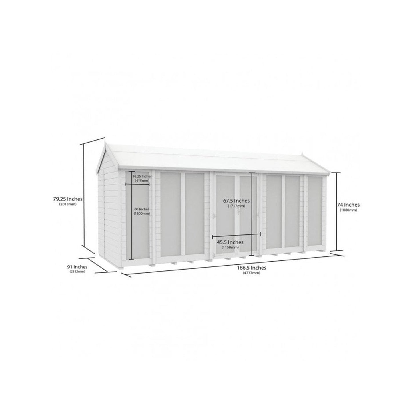 16 x 8 Apex Summer House (Full Height Window) - view 3