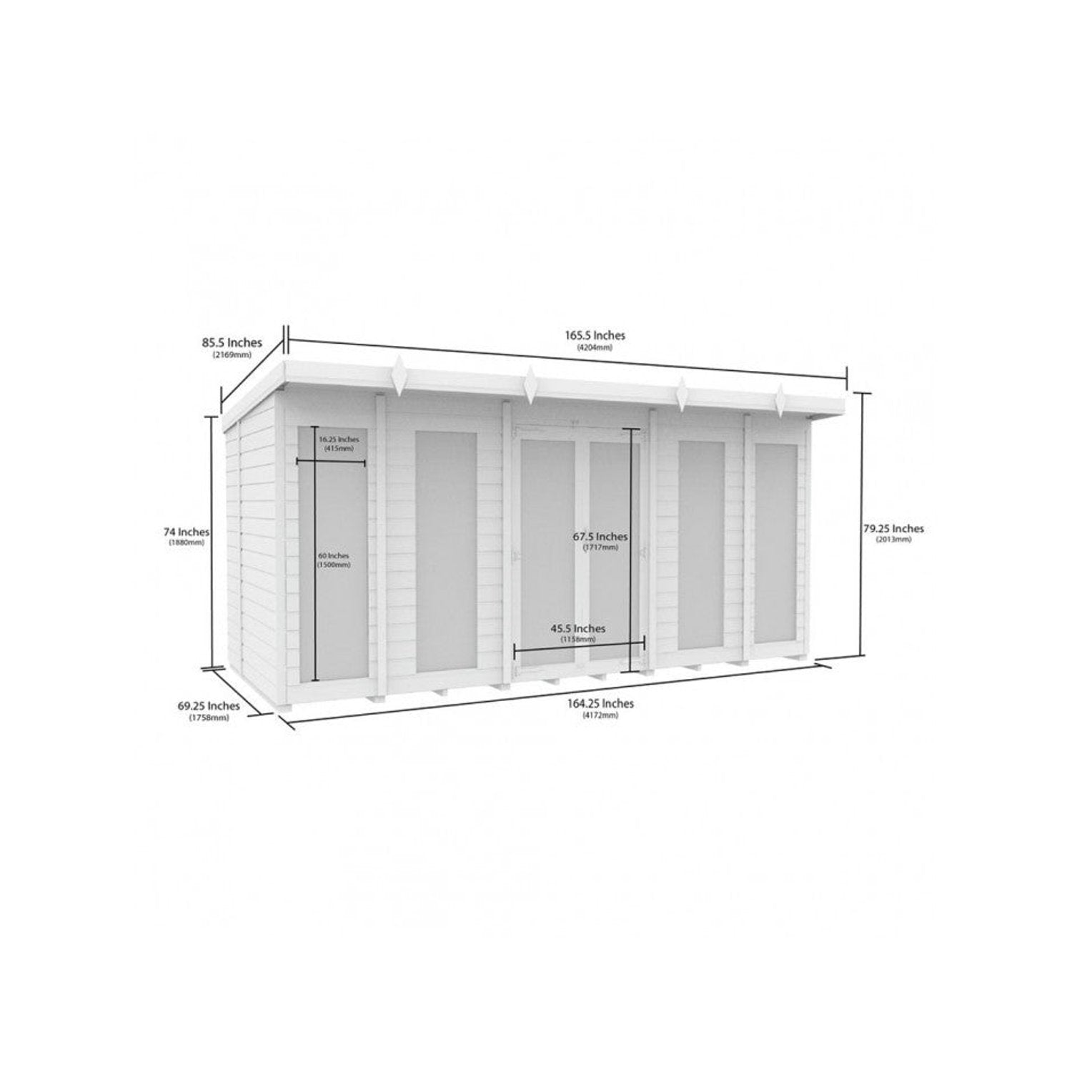 14 x 6 Pent Summer House (Full Height Window) - view 4