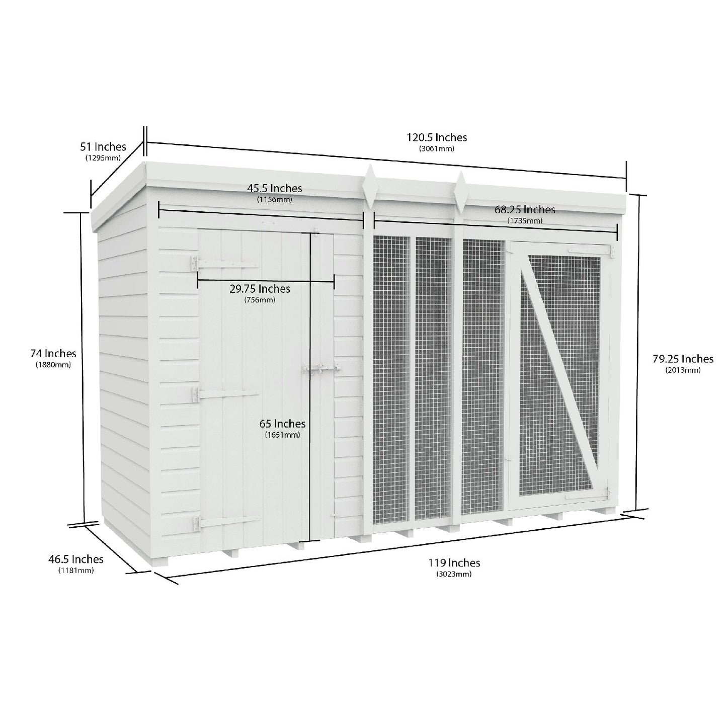 10 x 4 Dog Kennel And Run (Full Height) - view 2