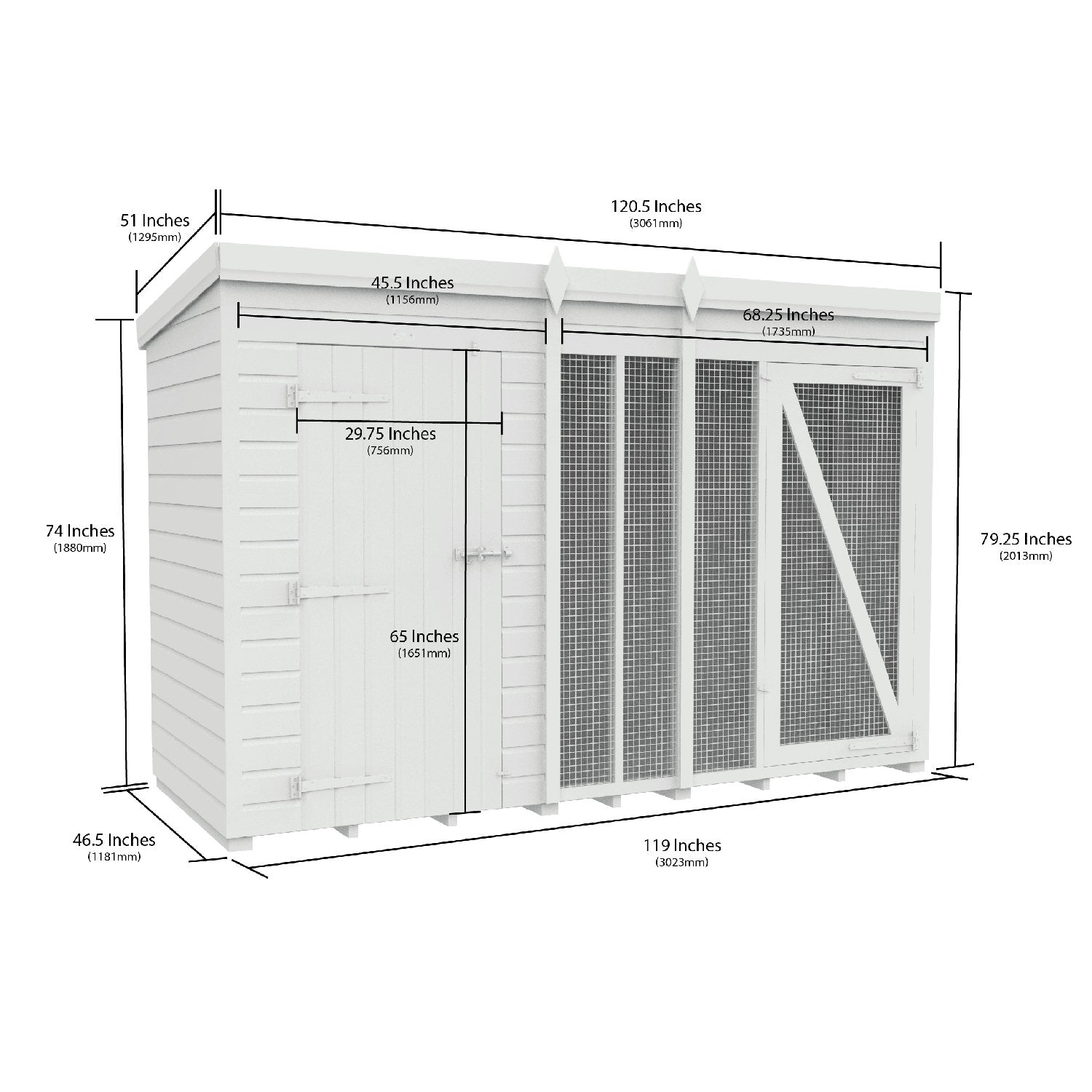 10 x 4 Dog Kennel And Run (Full Height) - view 2