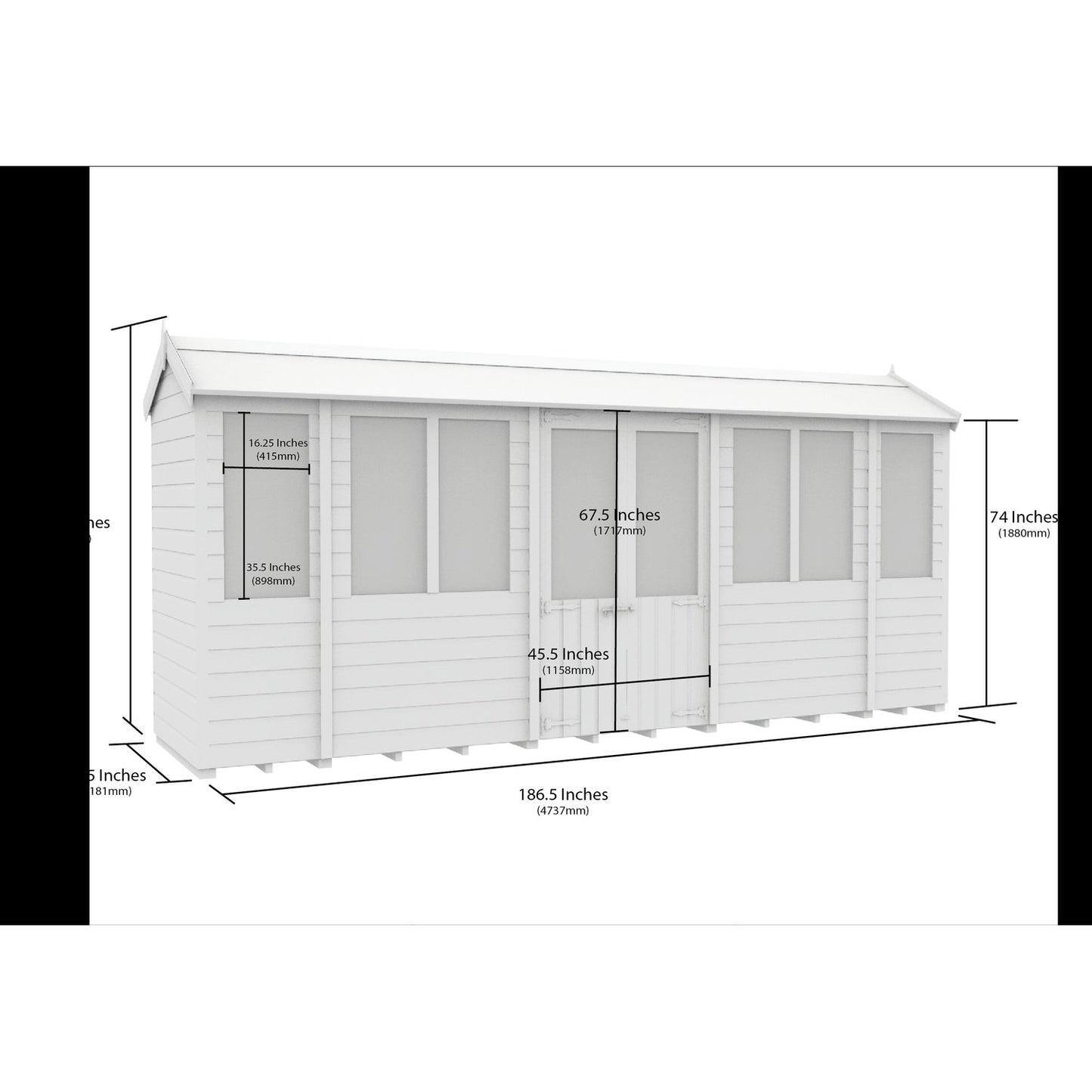 16 x 4 Apex Summerhouse - UK Made Timber Garden Building