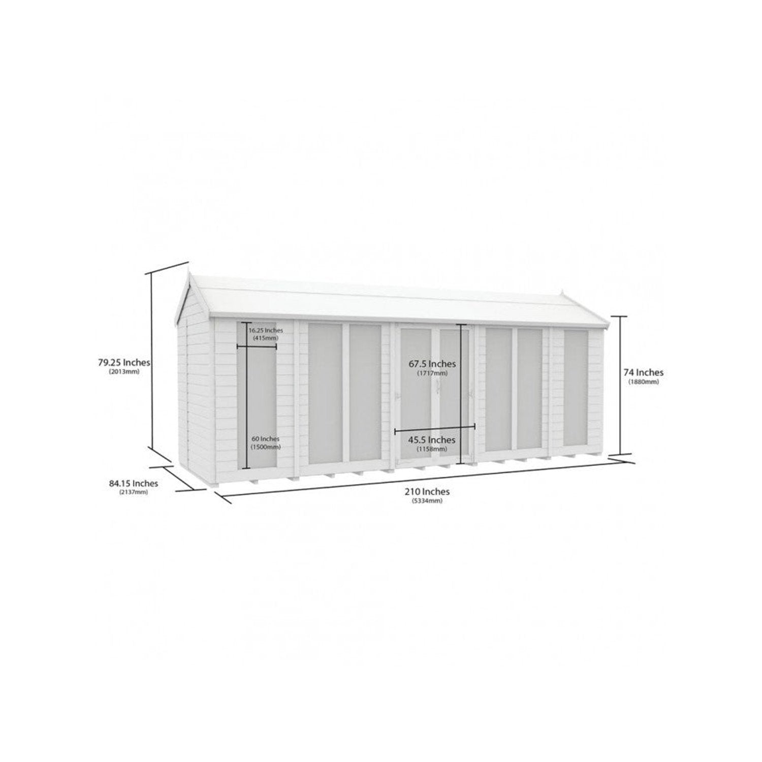 18 x 7 Apex Summerhouse (Full Height Window) - UK Made Timber Garden Building