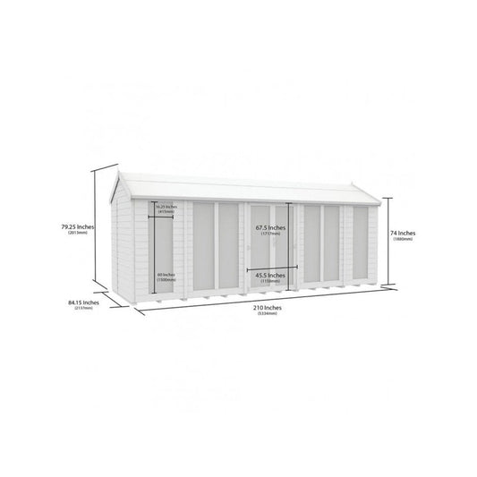 18 x 7 Apex Summerhouse (Full Height Window) - UK Made Timber Garden Building
