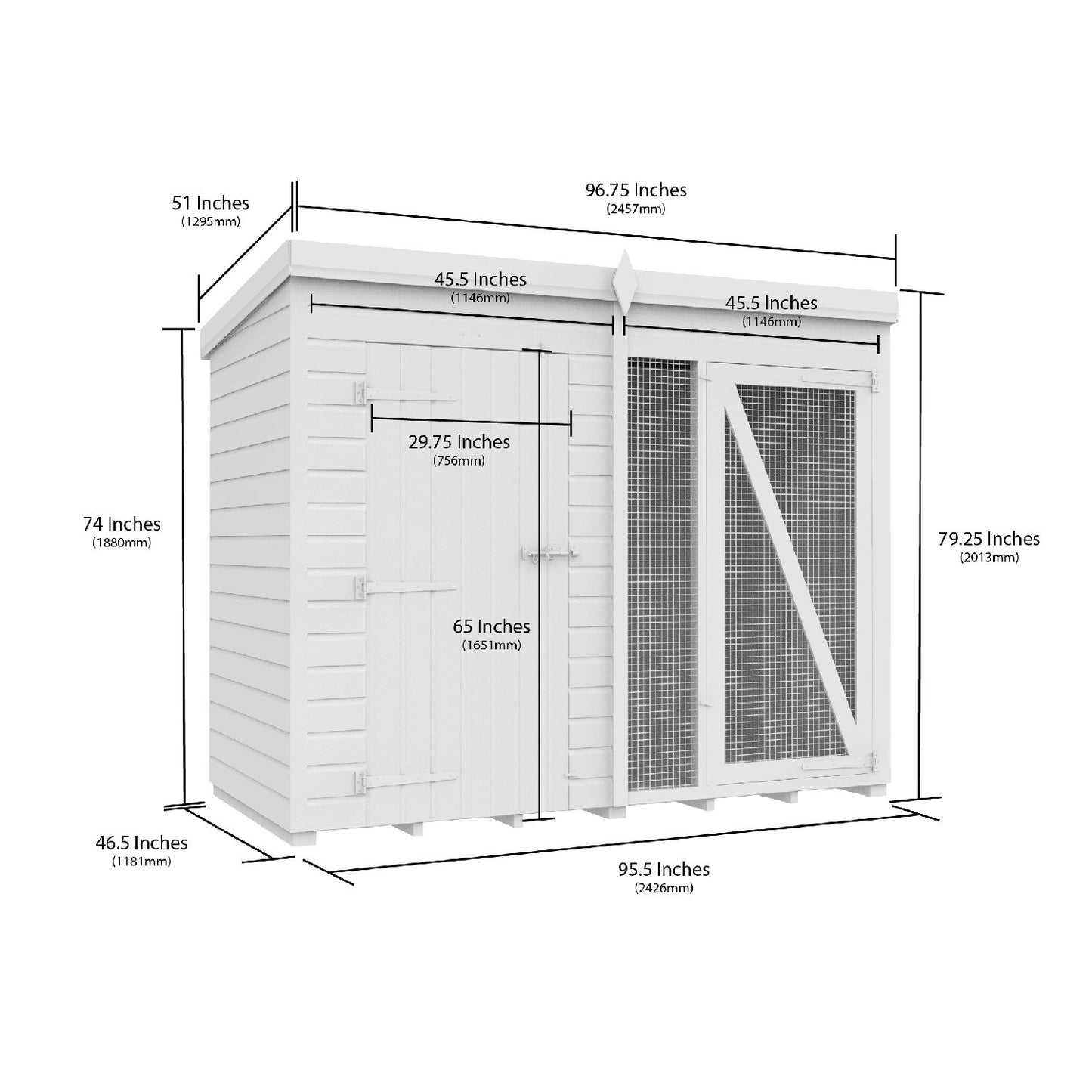 8 x 4 Dog Kennel And Run (Full Height) - view 4
