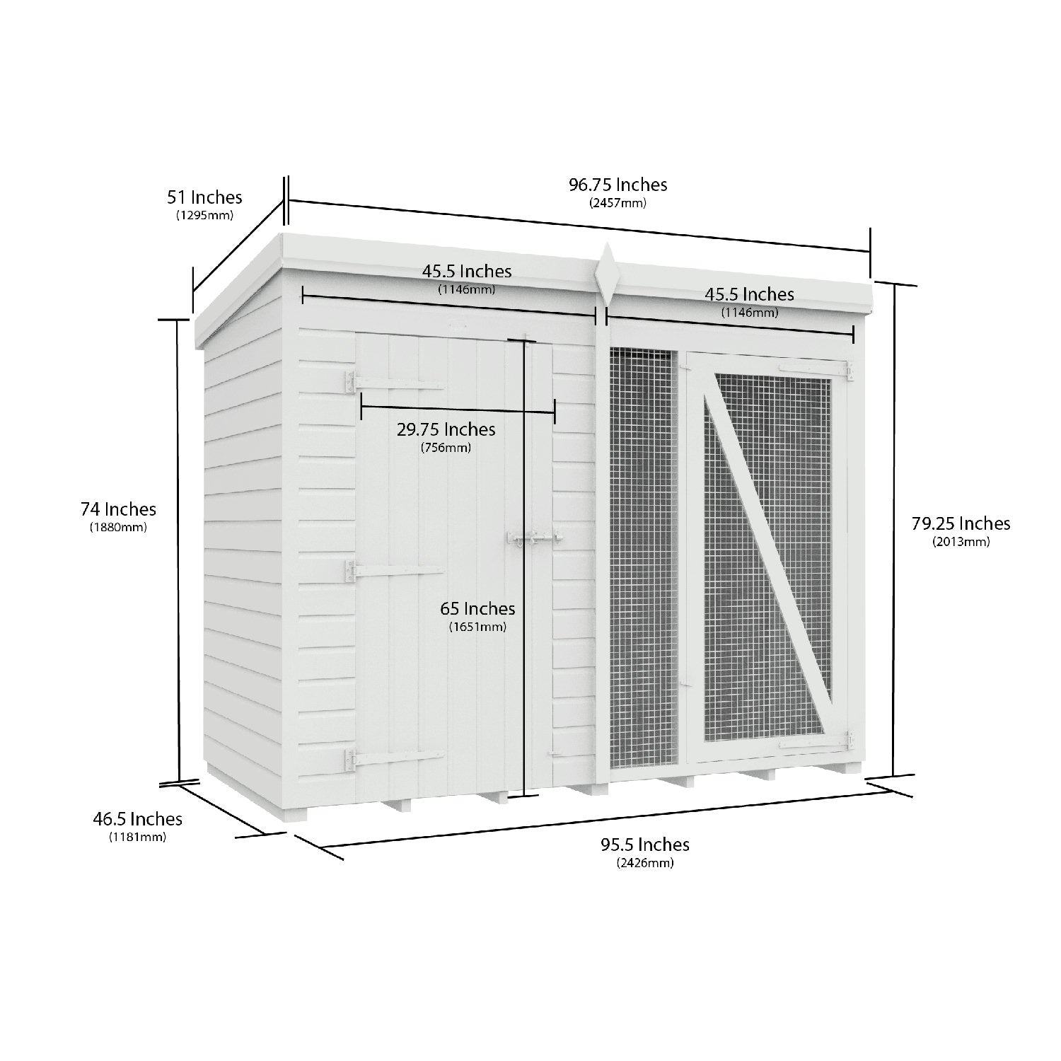 8 x 4 Dog Kennel And Run (Full Height) - view 4