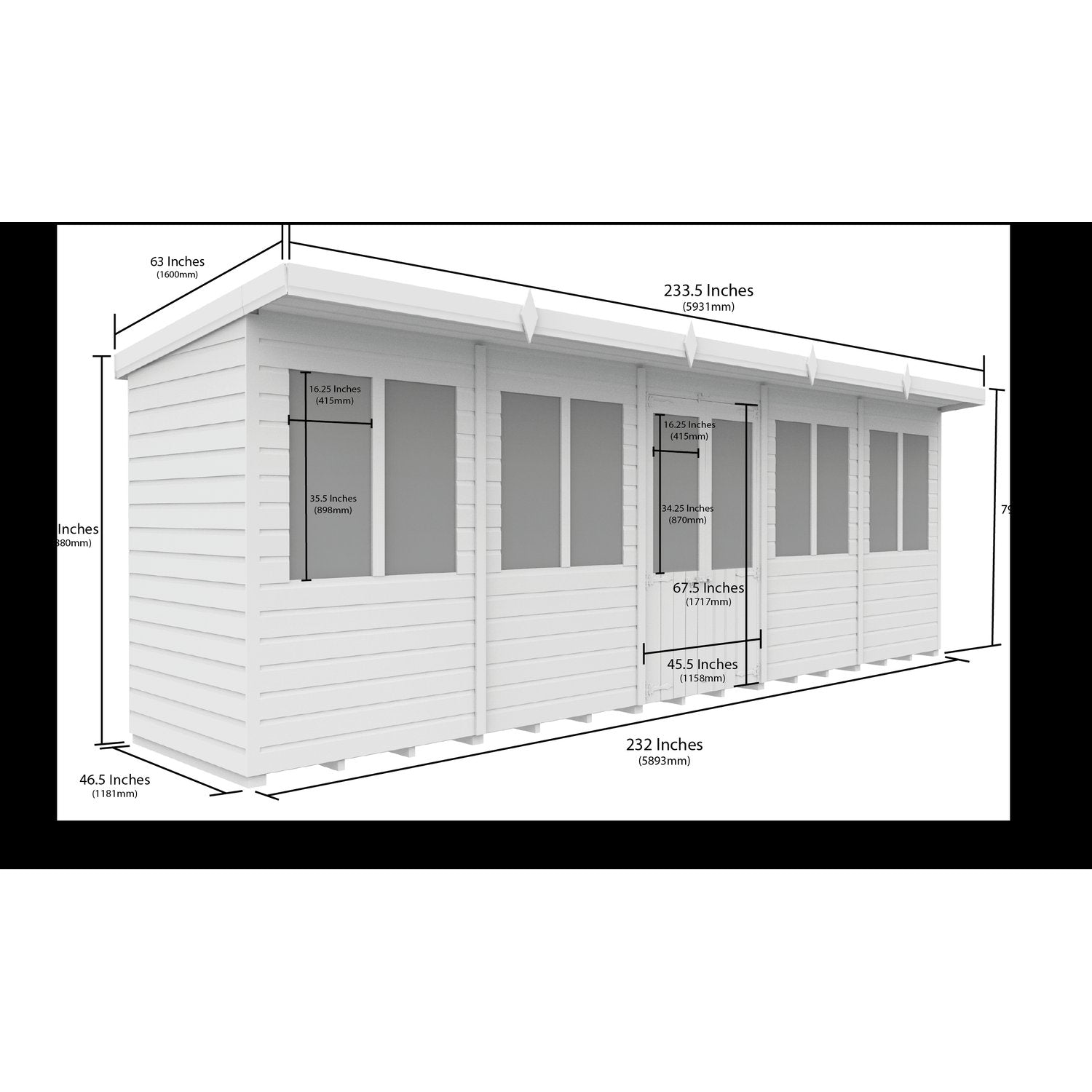 20 x 4 Pent Summer House - view 5