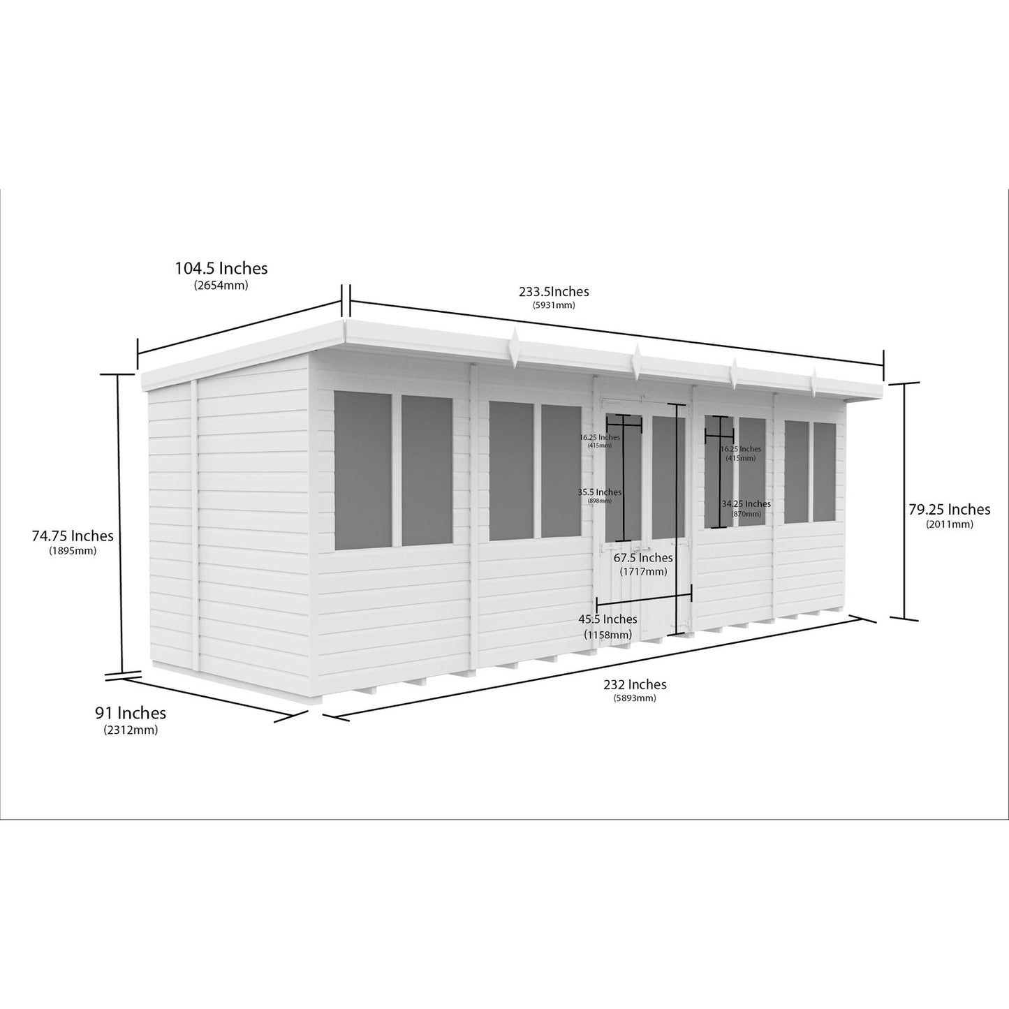 20 x 8 Pent Summer House - view 4