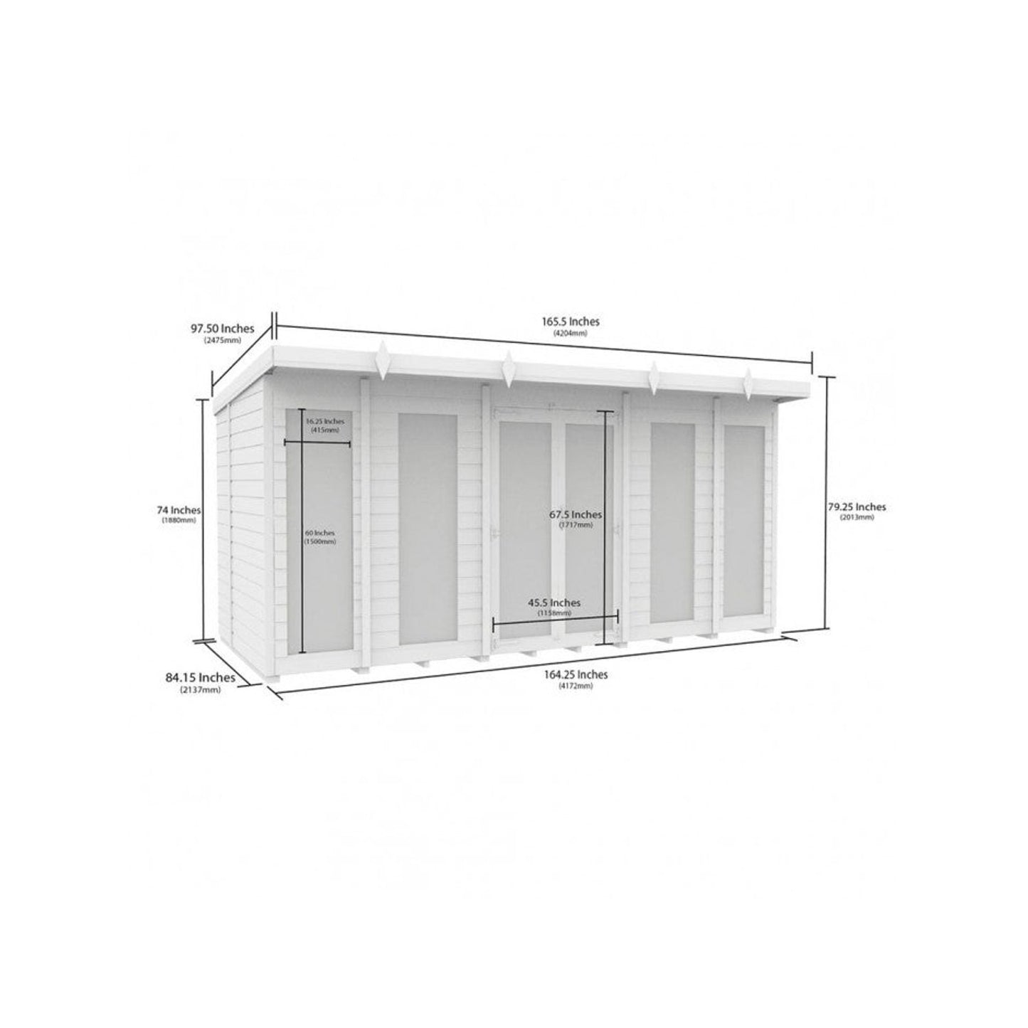 14 x 7 Pent Summer House (Full Height Window) - view 6