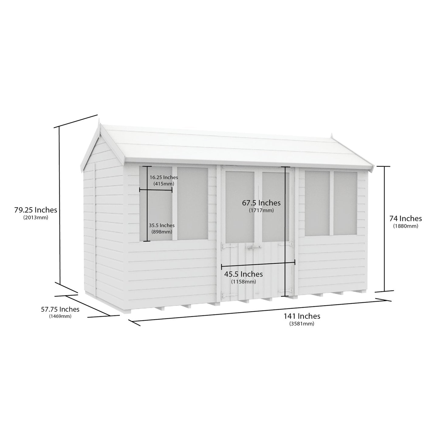 12 x 5 Apex Summer House - view 2
