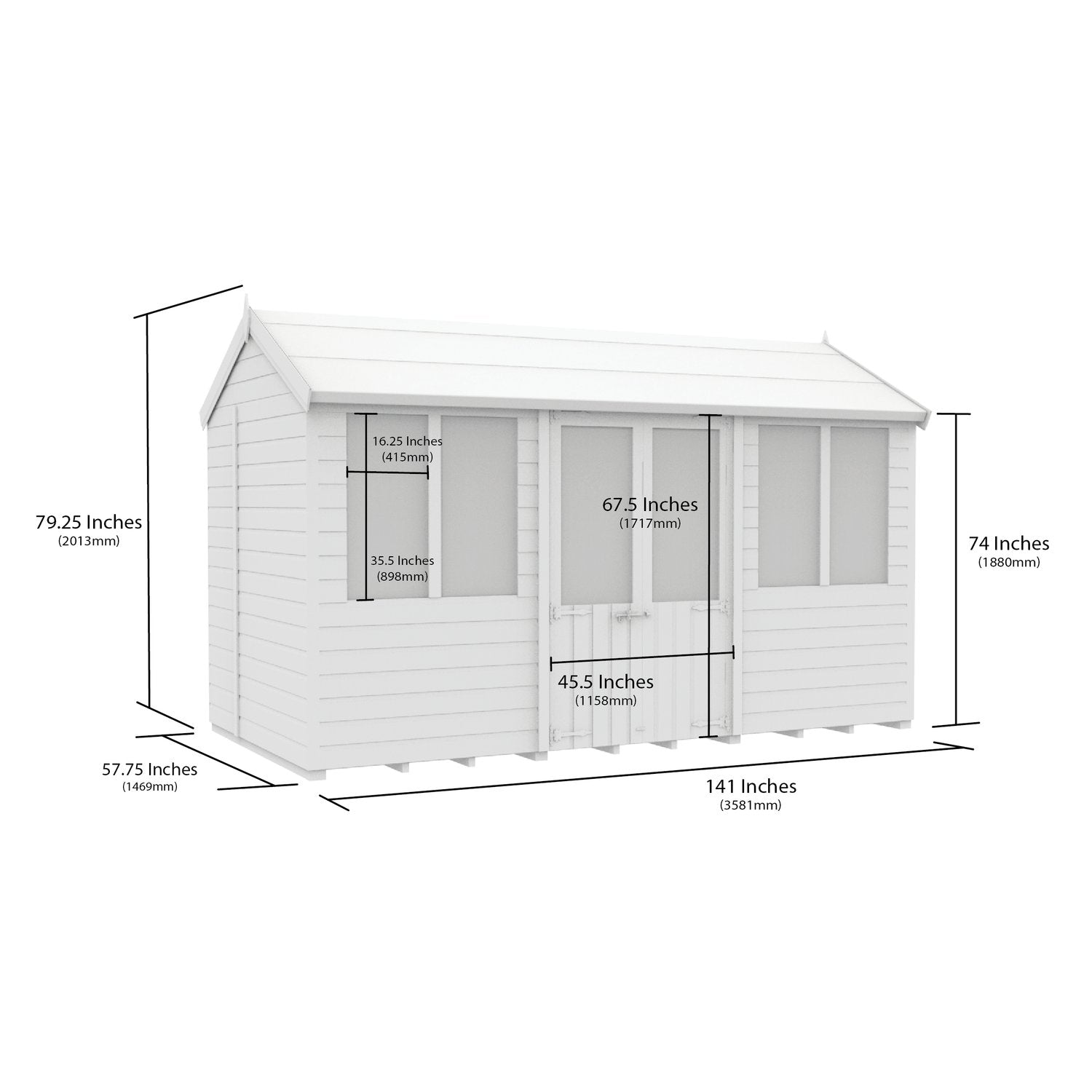 12 x 5 Apex Summer House - view 2
