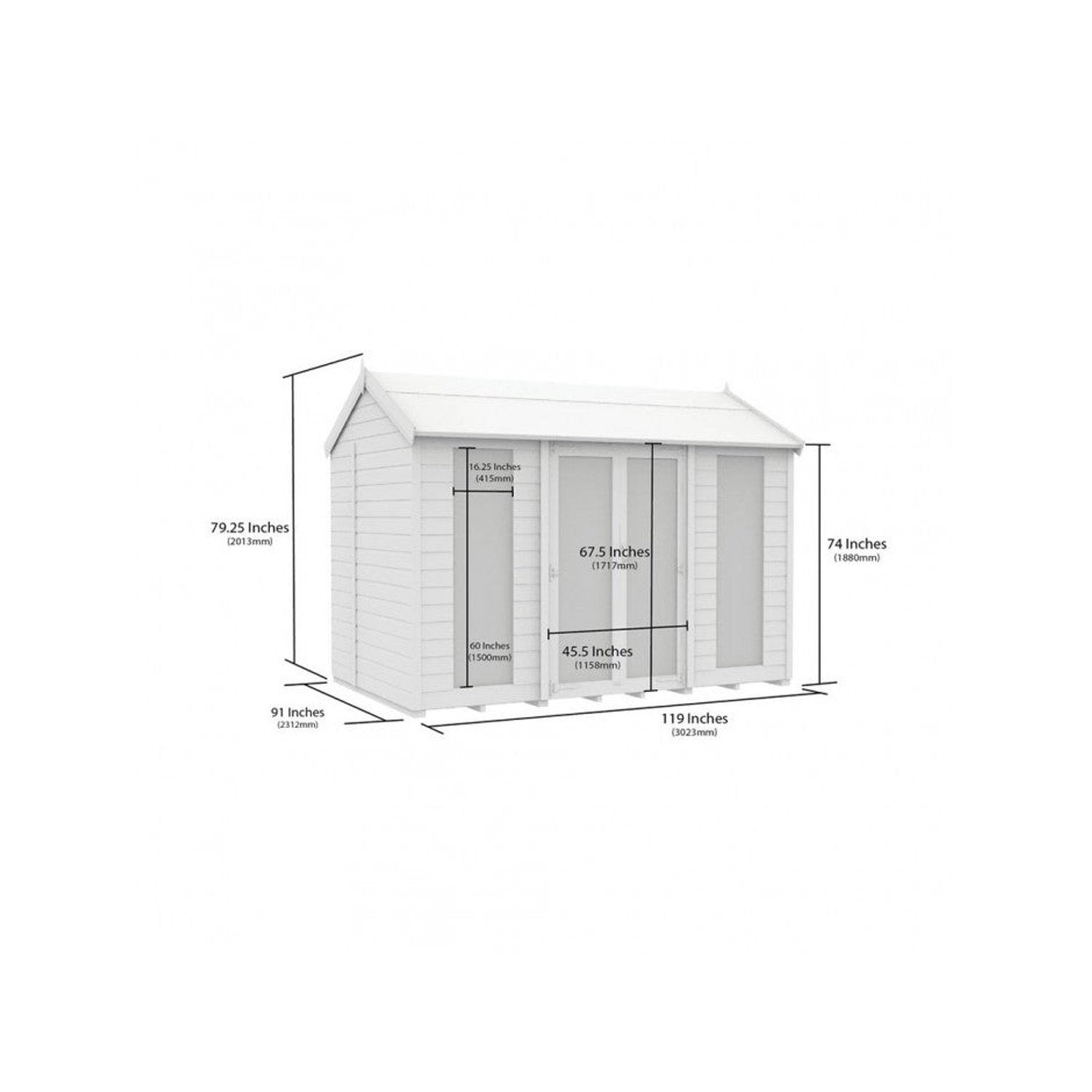 10 x 8 Apex Summer House (Full Height Window) - view 3