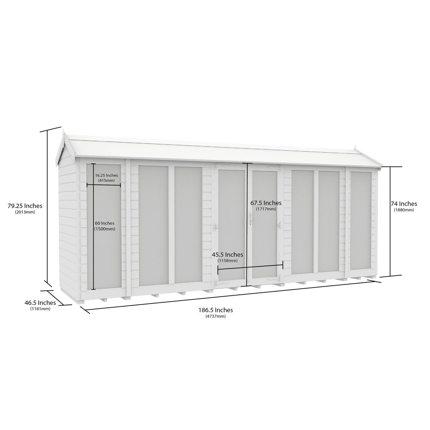 16 x 4 Apex Summer House (Full Height Window) - view 5