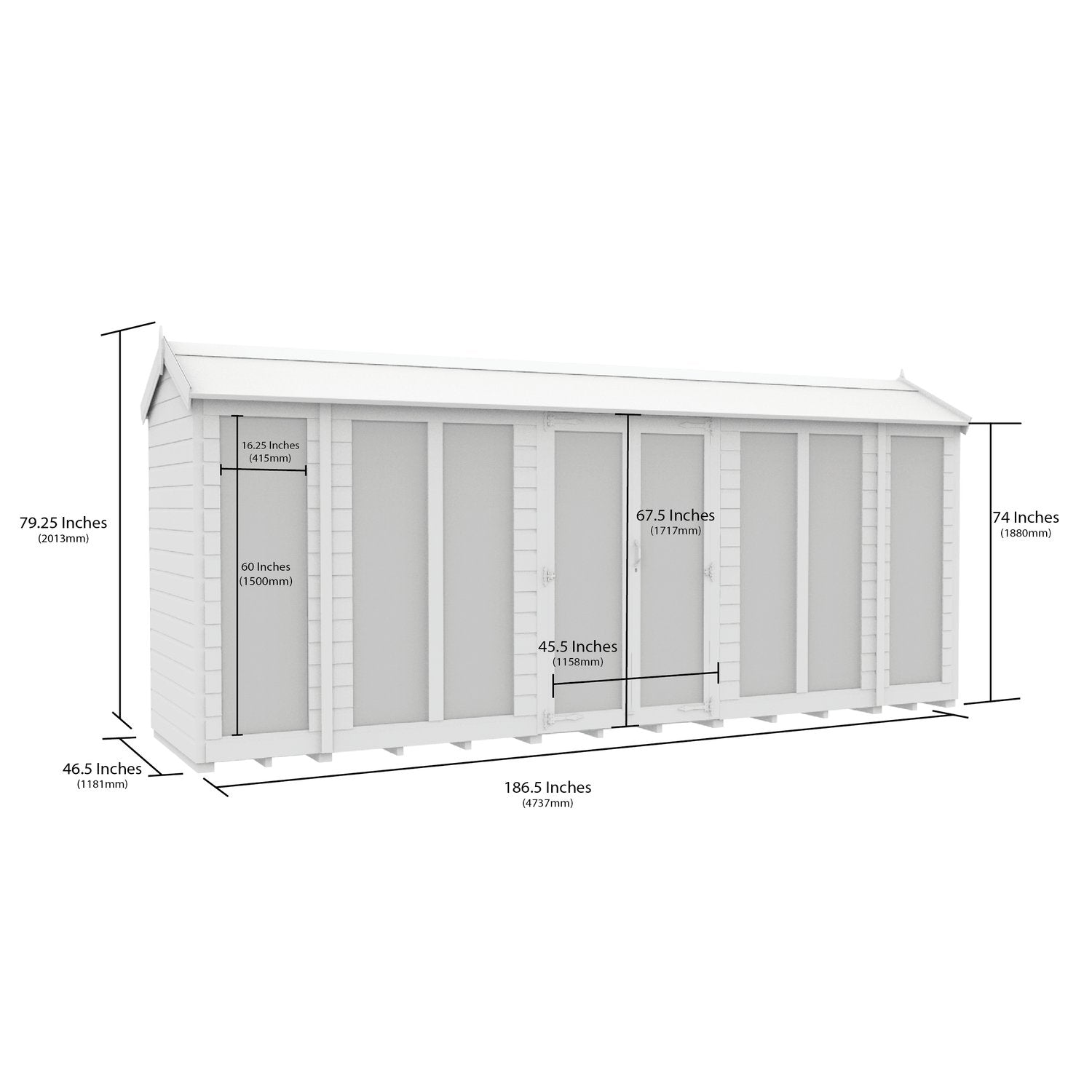 16 x 4 Apex Summer House (Full Height Window) - view 5