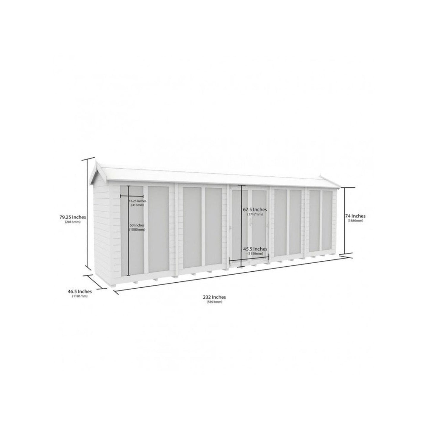 20 x 4 Apex Summerhouse (Full Height Window) - UK Made Timber Garden Building
