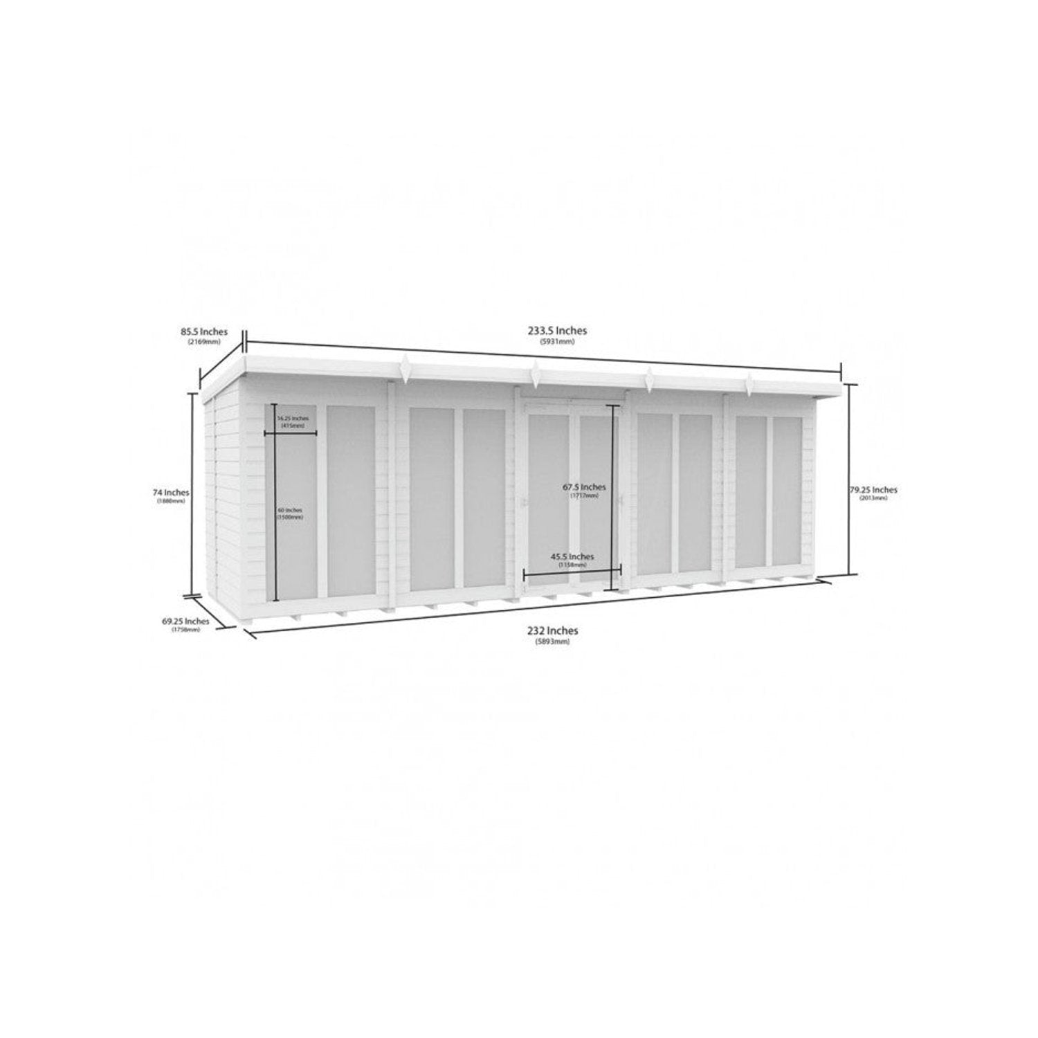 20 x 6 Pent Summer House (Full Height Window) - view 6