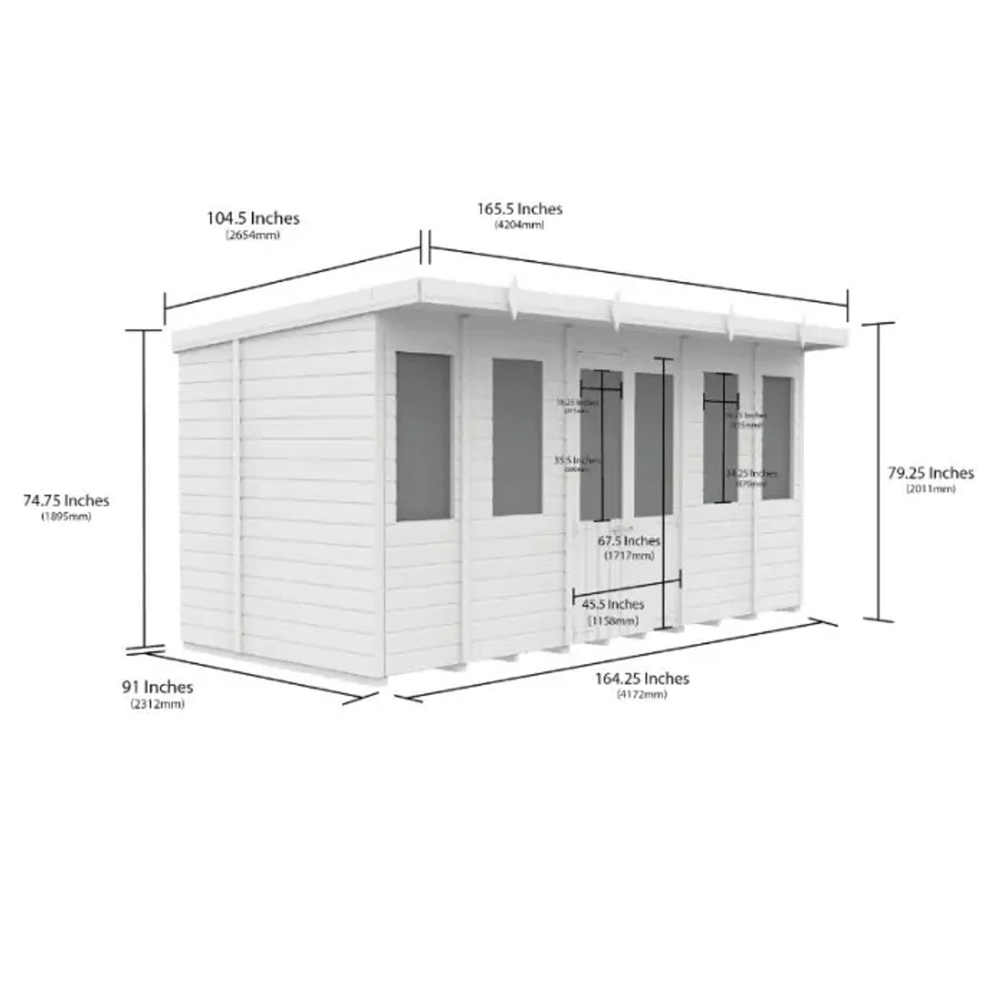 14 x 8 Pent Summer House - view 2