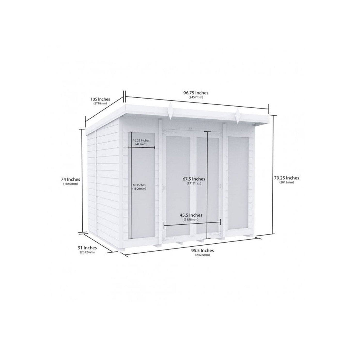 8 x 8 Pent Summer House (Full Height Window) - view 6