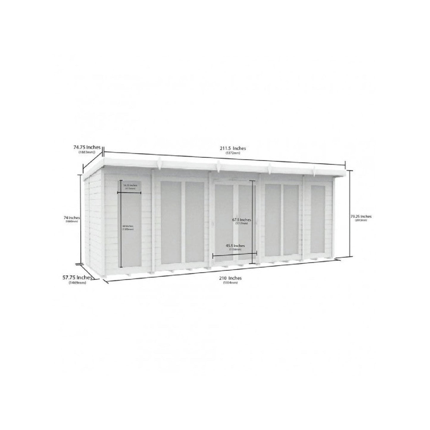 18 x 5 Pent Summer House (Full Height Window) - view 2