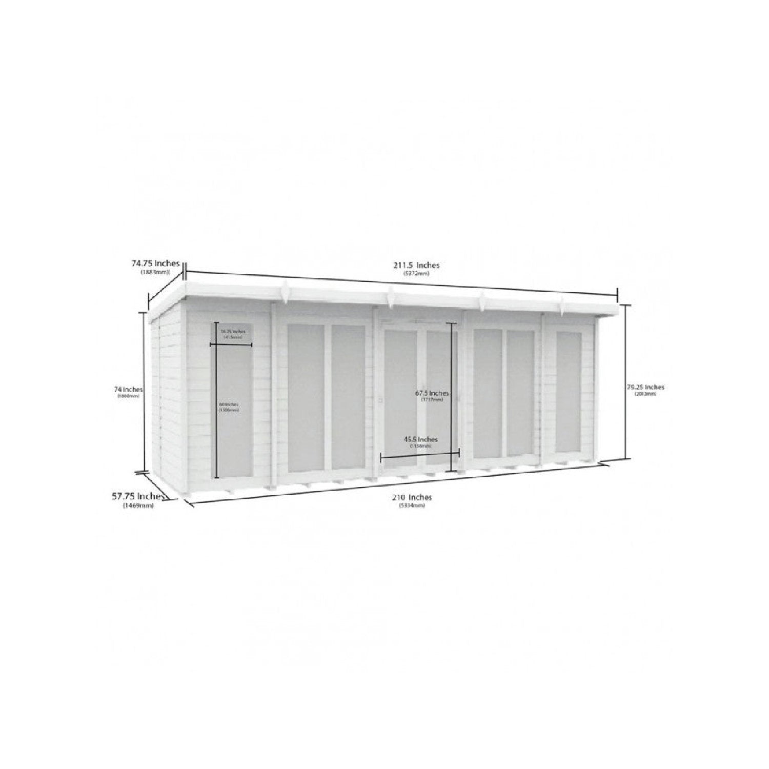 18 x 5 Pent Summer House (Full Height Window) - view 2