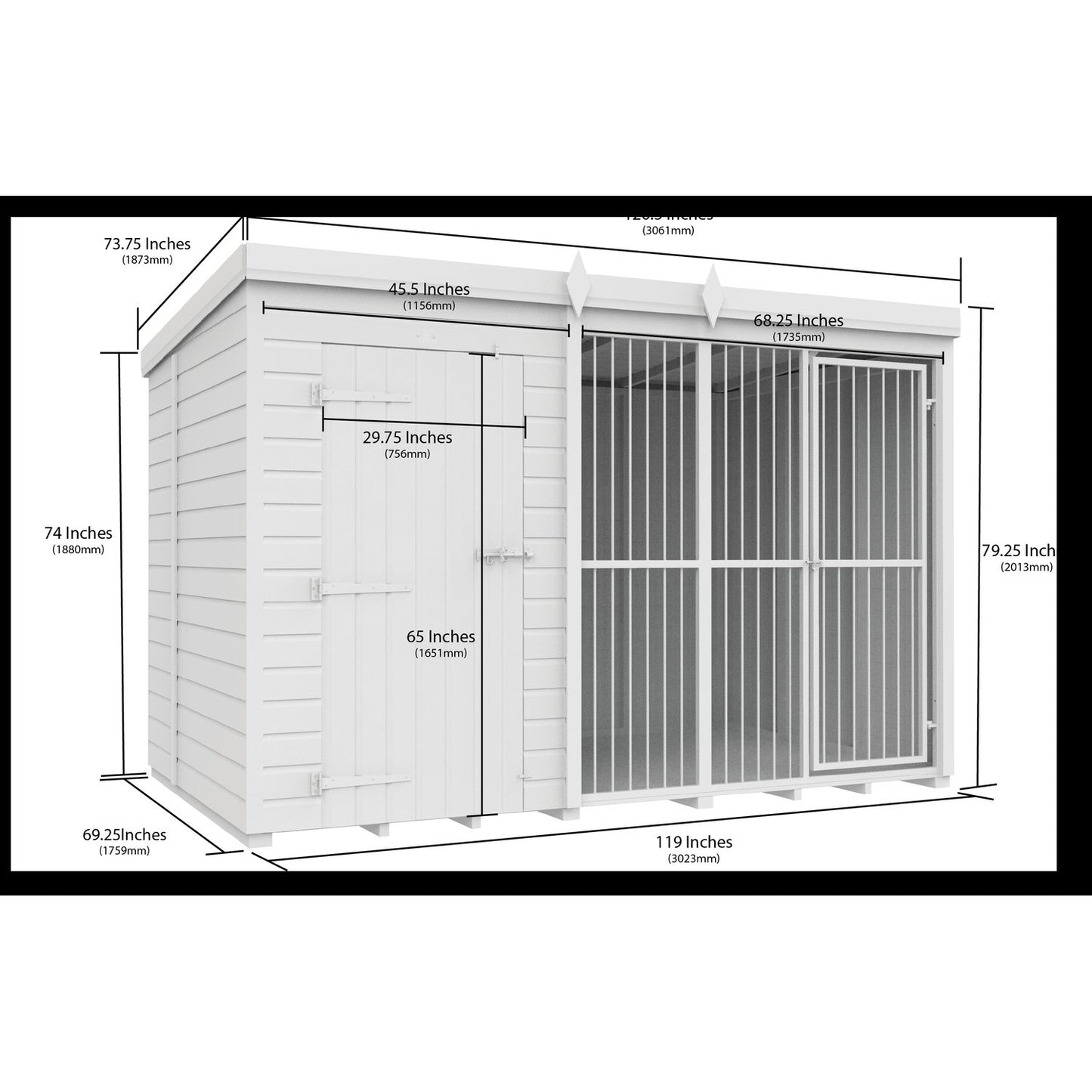 10 x 6 Dog Kennel And Run (Full Height With Bars) - view 2