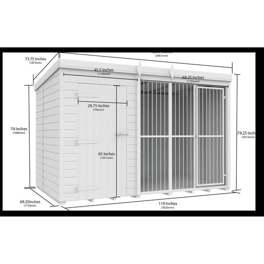 10 x 6 Dog Kennel And Run (Full Height With Bars) - view 2