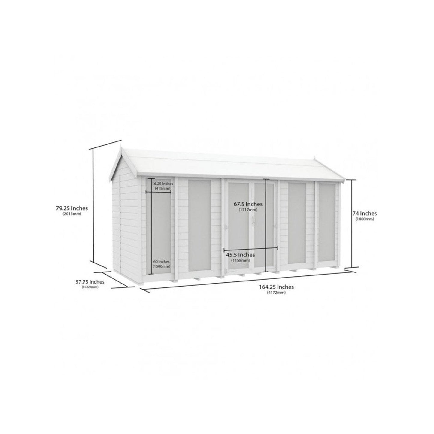14 x 5 Apex Summer House (Full Height Window) - view 3