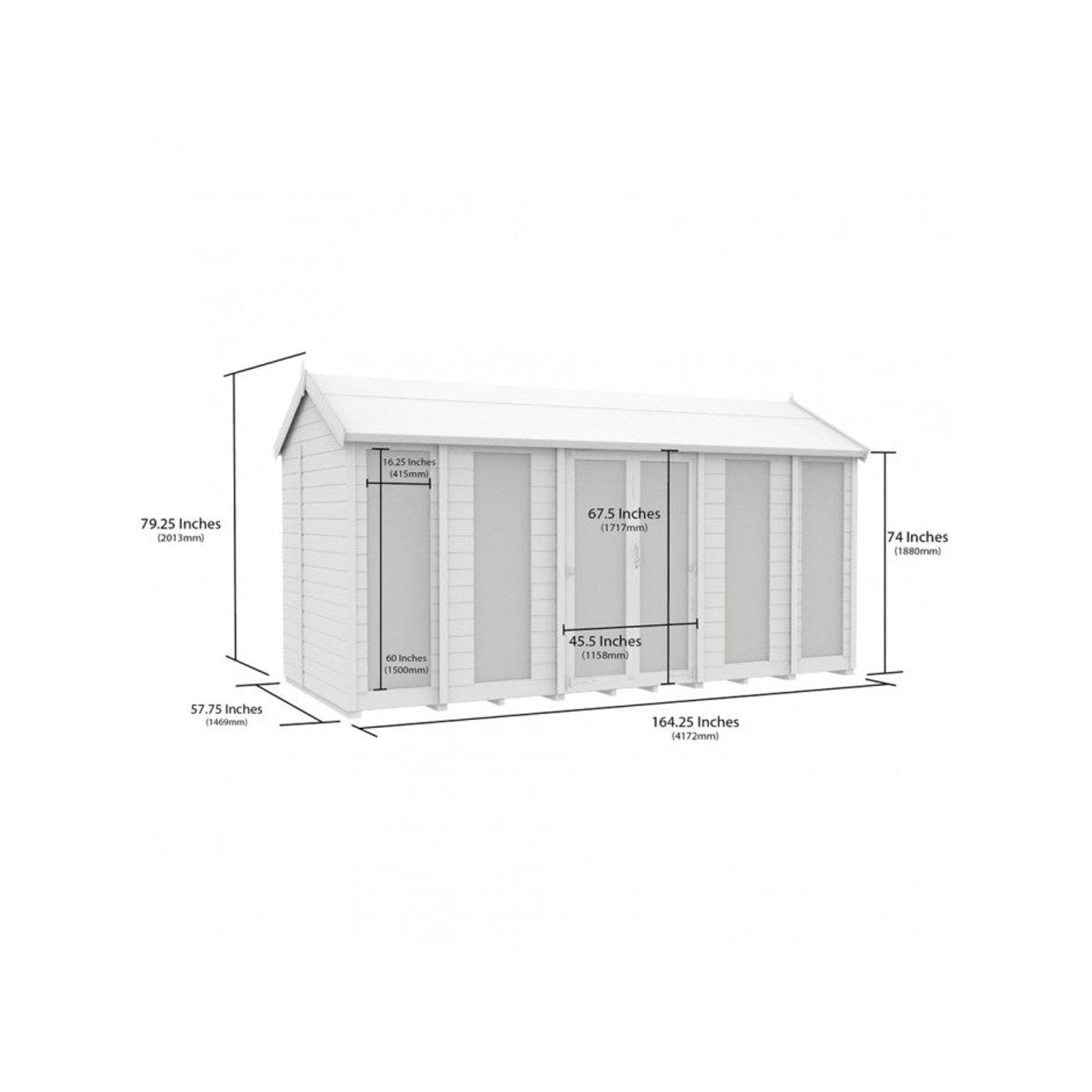 14 x 5 Apex Summer House (Full Height Window) - view 3