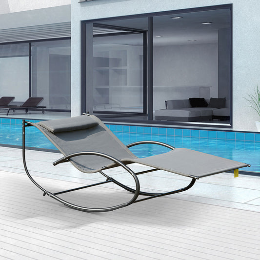 Portofino Double Sun Lounger, Rocking Lounger Sunbed Daybed with Armrest and Headrest Pillow, for Two, For Garden