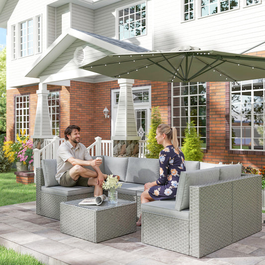 Mediterraneo Seven-Piece Modular Rattan Set - Grey