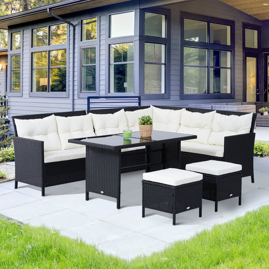 Portofino 8-Seater Garden Rattan Furniture Rattan Corner Dining Sofa Set Wicker Conservatory Furniture Lawn Patio