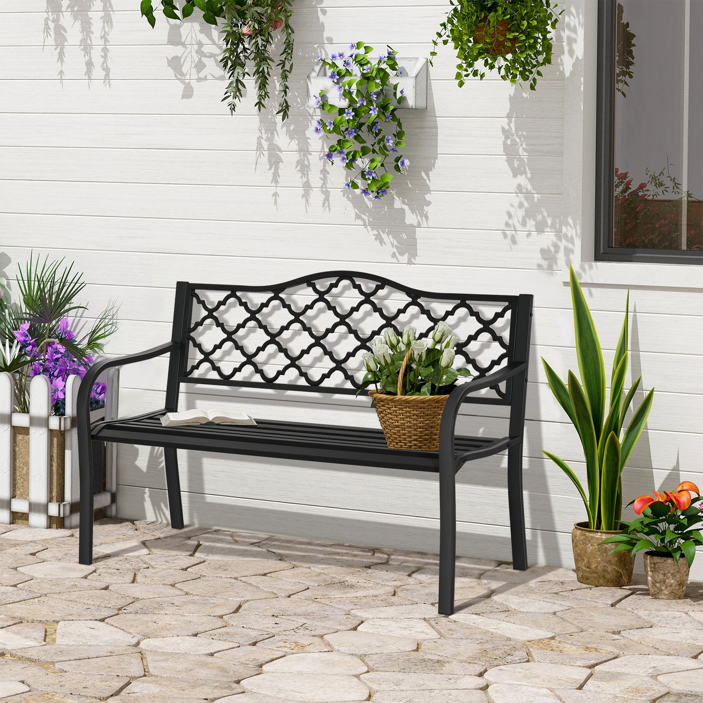 Sorrento 2-Seater Garden Bench Antique Loveseat for Yard, Lawn, Porch, Patio, Steel